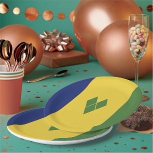 Saint Vincent and the Grenadines flag Paper Plate