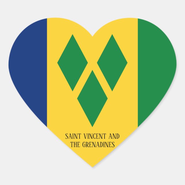 Saint Vincent and the Grenadines Flag Splendid Heart Sticker (Front)