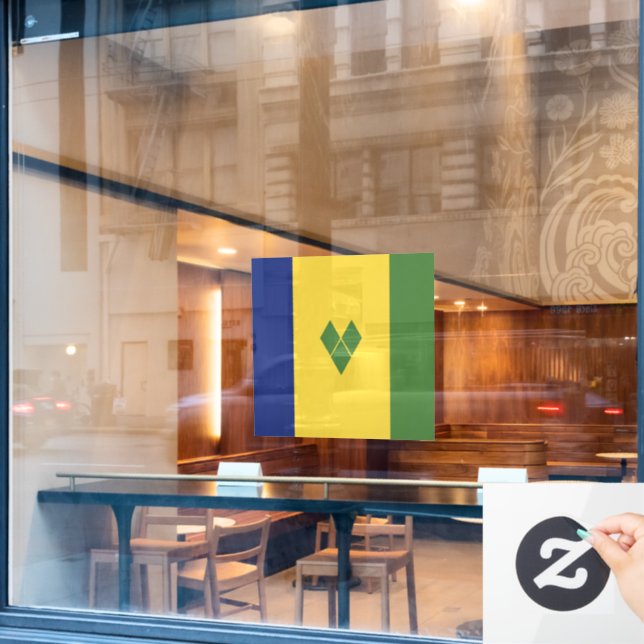 Saint Vincent and the Grenadines flag Window Cling (Cafe Window)
