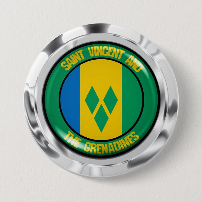 Saint Vincent and the Grenadines Round Emblem 7.5 Cm Round Badge (Front)