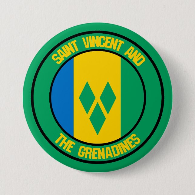 Saint Vincent and the Grenadines Round Emblem 7.5 Cm Round Badge (Front)