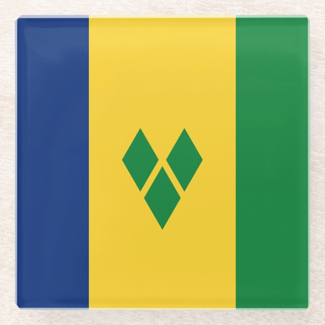 Saint Vincent Flag Glass Coaster (Front)