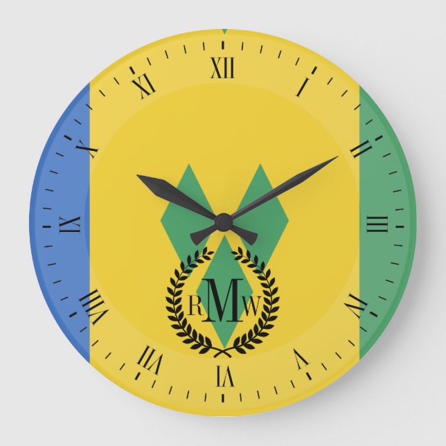 Saint Vincent Flag Large Clock (Front)