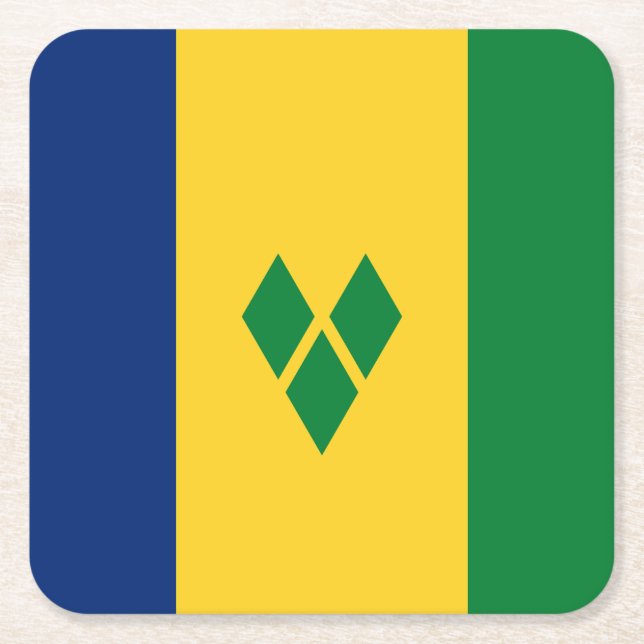 Saint Vincent Flag Square Paper Coaster (Front)