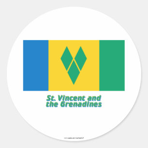 Saint Vincent Flag with Name Classic Round Sticker