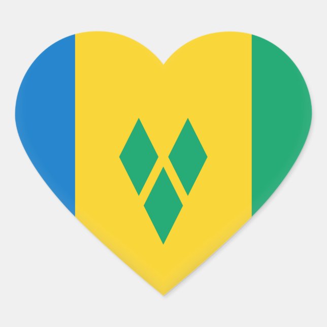 Saint Vincent & the Grenadines Flag Heart Sticker (Front)