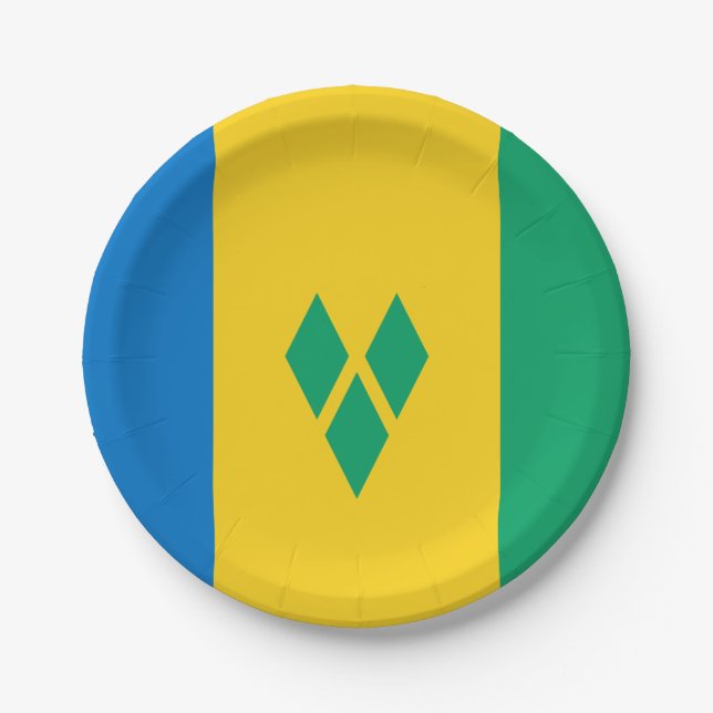 Saint Vincent & the Grenadines Flag Paper Plate (Front)