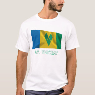 Saint Vincent Waving Flag with Name T-Shirt