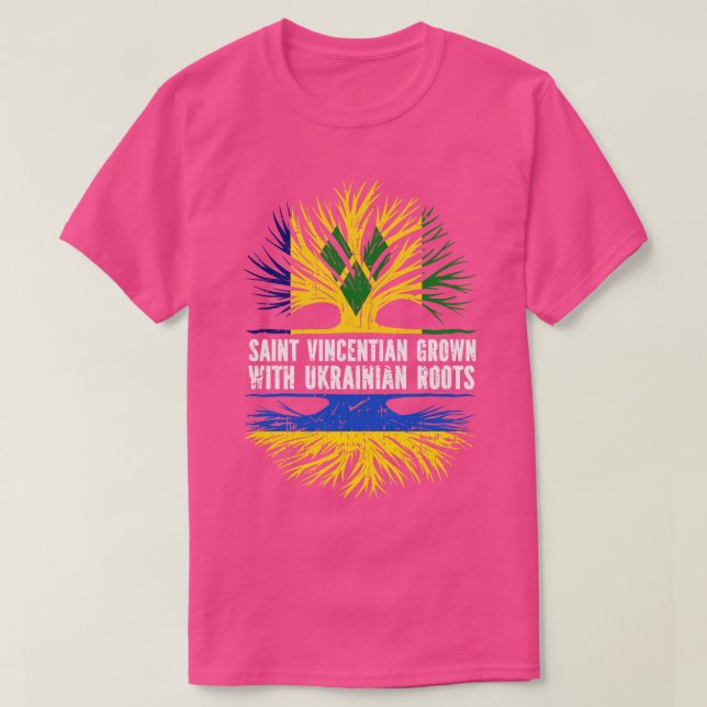 Saint Vincentian Grown with Ukrainian Roots Flag T-Shirt (Design Front)