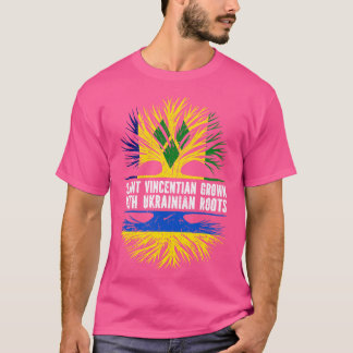 Saint Vincentian Grown with Ukrainian Roots Flag T-Shirt