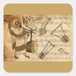 Saint Yared & The Ethiopian Music Instrument Square Sticker