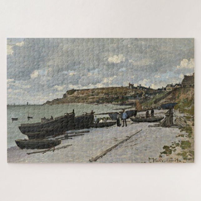 Sainte-Adresse by Monet - Boats Sea Cloudy Sky Jigsaw Puzzle (Horizontal)