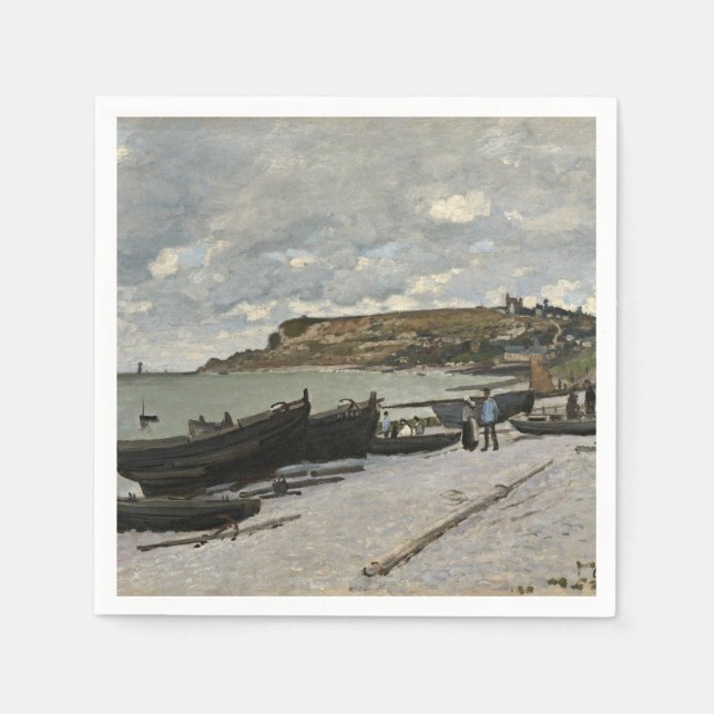 Sainte-Adresse by Monet - Boats Sea Cloudy Sky Napkin (Front)