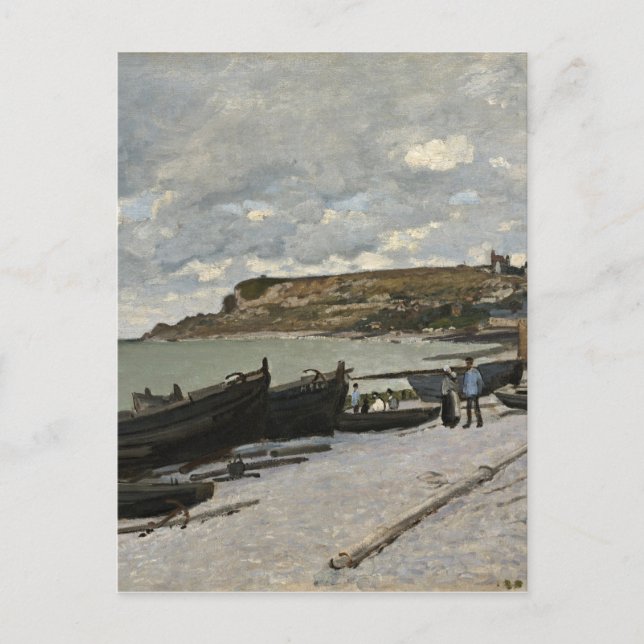 Sainte-Adresse by Monet - Boats Sea Cloudy Sky Postcard (Front)