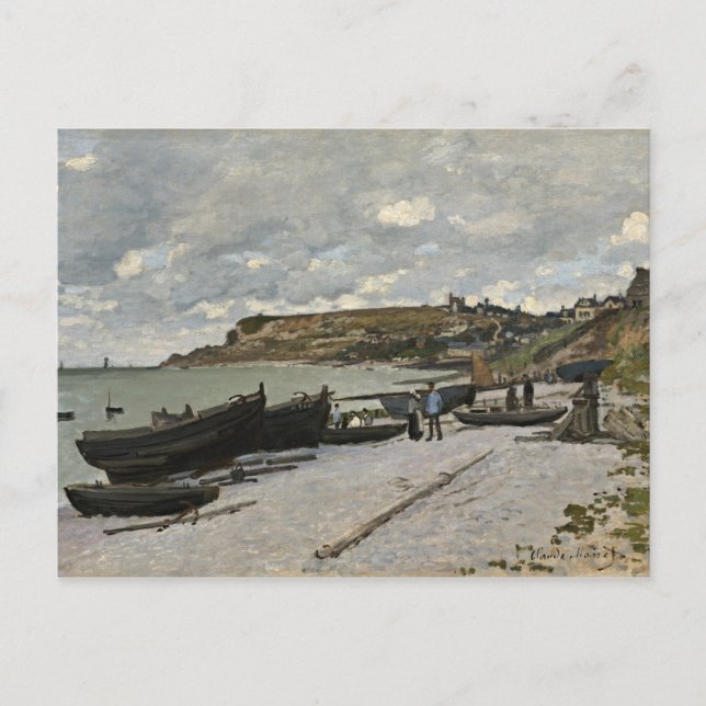 Sainte-Adresse by Monet - Boats Sea Cloudy Sky Postcard (Front)