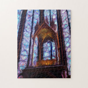 Sainte-Chapelle stained glass in Paris - Oil Jigsaw Puzzle