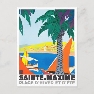 Sainte Maxime France vintage travel Postcard