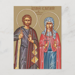 Saints Adrian and Natalia of Nicomedia Icon Postcard