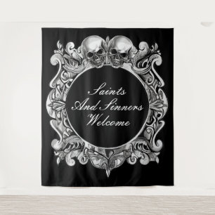 Saints And Sinners Halloween Party Photo Backdrop Tapestry