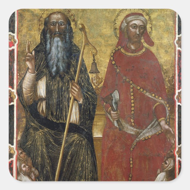 Saints Anthony Abbot and Eligius - Painted process Square Sticker (Front)