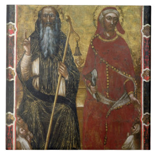 Saints Anthony Abbot and Eligius - Painted process Tile