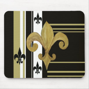 Saints Black and Gold Fleur de lis Mouse Mat