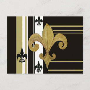 Saints Black and Gold Fleur de lis Postcard