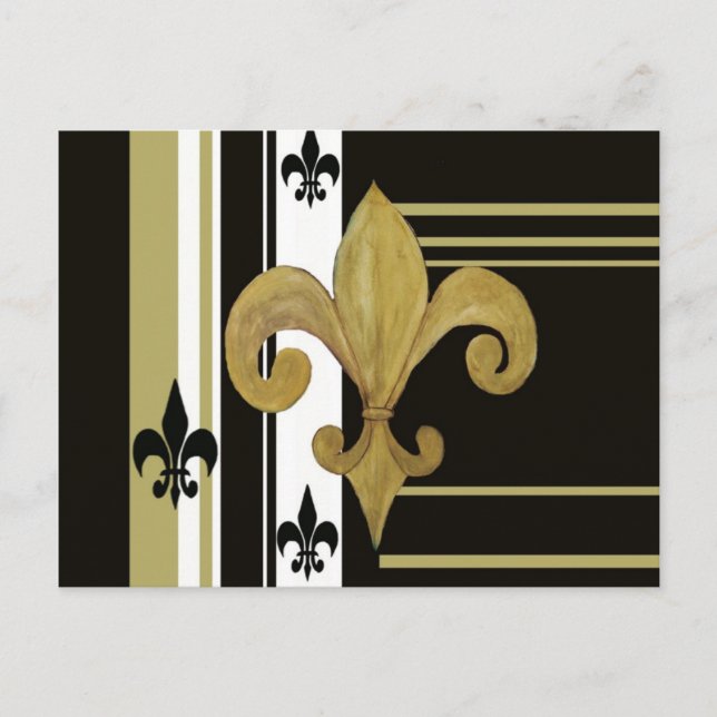 Saints Black and Gold Fleur de lis Postcard (Front)