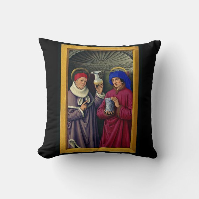 Saints Cosmas and Damian by Jean Bourdichon Cushion (Front)