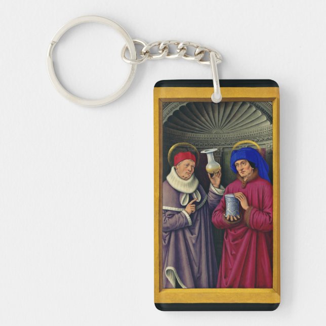 Saints Cosmas and Damian by Jean Bourdichon Key Ring (Front)