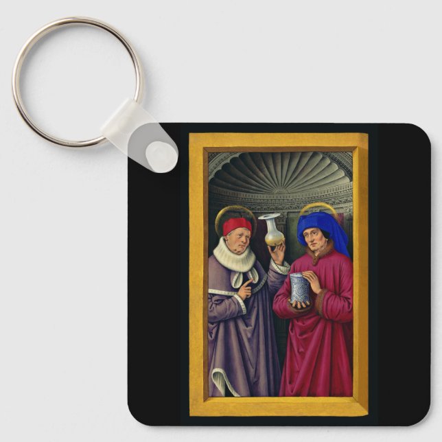 Saints Cosmas and Damian by Jean Bourdichon Key Ring (Front)