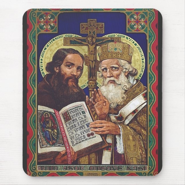 Saints Cyril and Methodius Patrons of Europe Mouse Mat (Front)