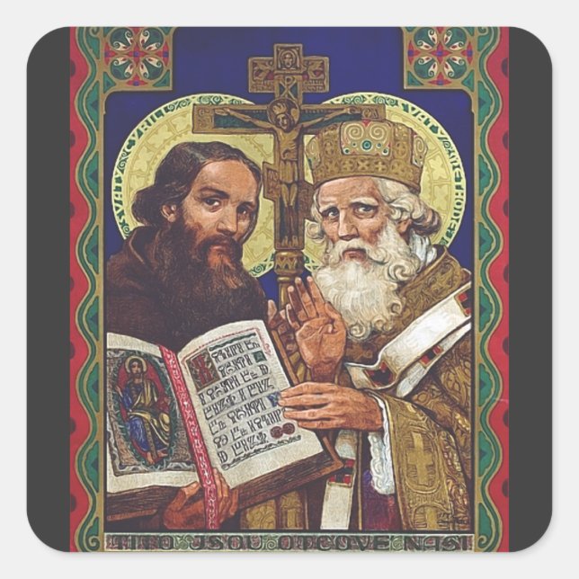 Saints Cyril and Methodius Patrons of Europe Square Sticker (Front)