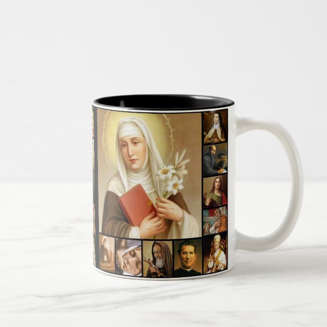 Saints, Holy Images, Jesus, Mary, St. Joseph Two-Tone Coffee Mug (Right)