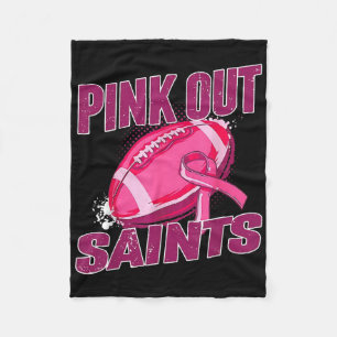 Saints Pink Out Football Tackle Breast Cancer Fleece Blanket