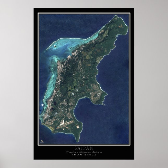 Saipan - Northern Mariana Islands Satellite Map Poster (Front)