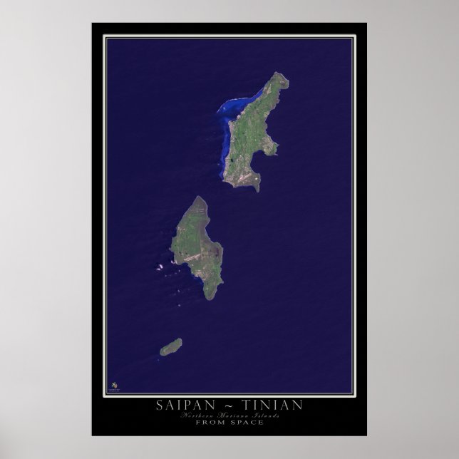 Saipan-Tinian Northern Marianas Islands Satellite Poster (Front)
