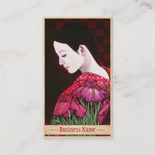 Saito Kaoru Japanese Iris japanese lady kimono art Business Card