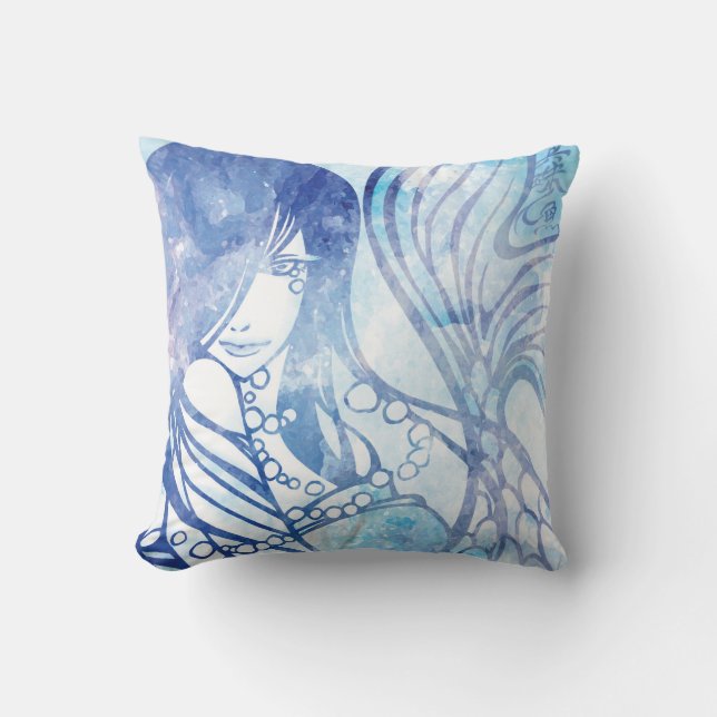 SajuArt Zen "Pearl Mermaid" Pillow (Front)