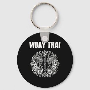 Sak Yant Muay Thai Art Tattoo Twin Tiger Kickboxin Key Ring