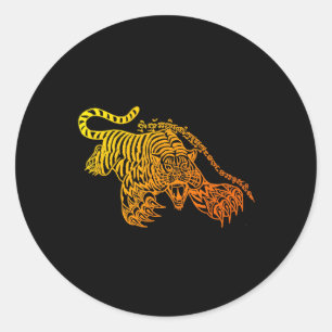 Sak Yant Muay Thai Tattoo Brave Tiger Kickboxing T Classic Round Sticker