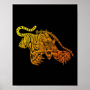 Sak Yant Muay Thai Tattoo Brave Tiger Kickboxing T Poster