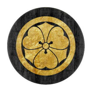 Sakai Mon Japanese samurai clan gold on black Cutting Board