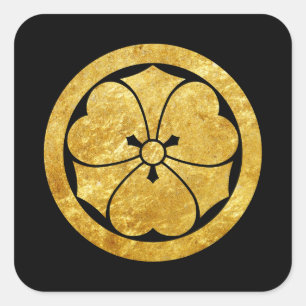 Sakai Mon Japanese samurai faux gold on black Square Sticker