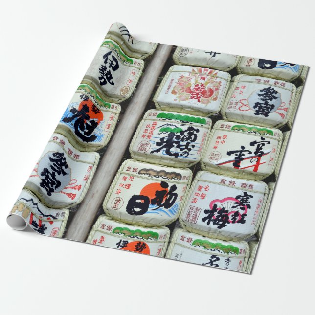 Sake Casks of Ise Shrine, Japan  Wrapping Paper (Unrolled)