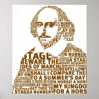 Sakespeare text design brown poster