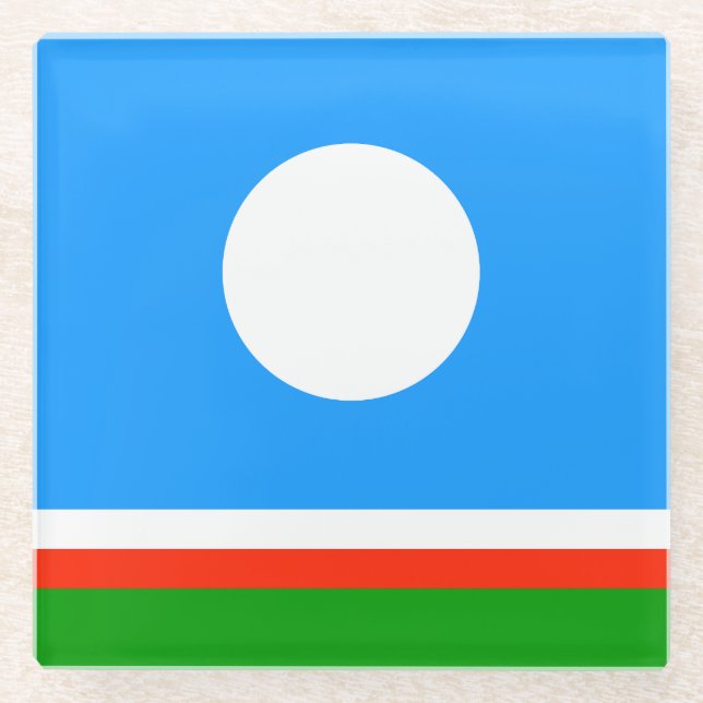 Sakha Flag Glass Coaster (Front)