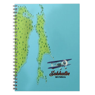 Sakhalin Russia vintage style travel poster map Notebook