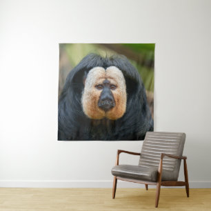 Saki Monkey with Intense Stare Tapestry