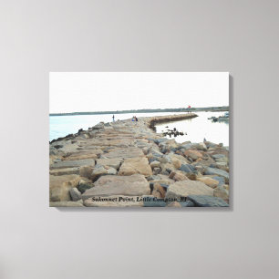 Sakonnet Point Breakwater Fishing, Little Compton Canvas Print